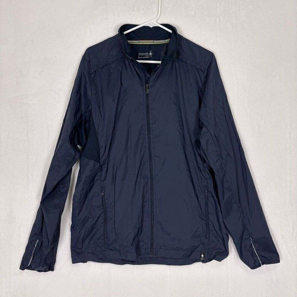 Smartwool Navy Blue Nylon Merino Wool‎ Lined Zip Up Jacket Men's Size Large
